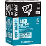 12 Pack of 10.1 oz Dap 18425 Alex Fast Dry White Acrylic Latex Caulk Plus Silicone