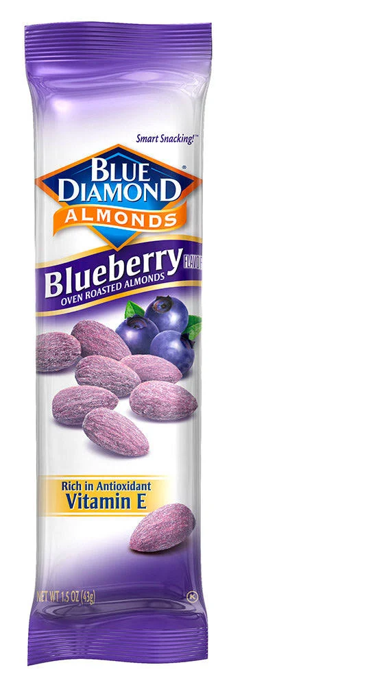 Blue Diamond Almonds, Blueberry Flavored, Oven Roasted - 12 pack, 1.5 oz tubes