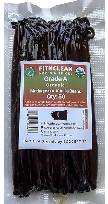 Fitnclean Vanilla 50 Organic Grade A Madagascar Vanilla Beans