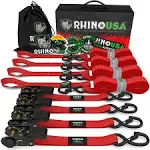 Ratchet Straps (4pk) Tie Down Kit Guaranteed Strength  Rhino USA Blue Heavy Duty