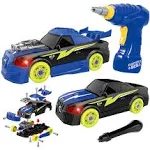 GILOBABY Take Apart Racing Car, STEM Toys 26 Pieces Assembly Car Toys with Drill