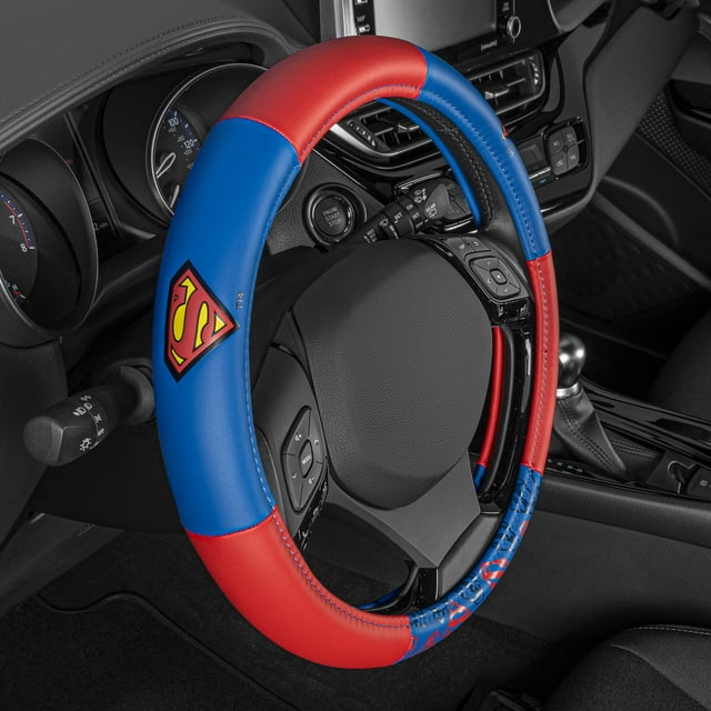 Superman Car Steering Wheel Cover - Steering Wheel Cover with Officially Licensed Warner Brothers Graphics, Great Automotive Accessory Gift Idea for Fans