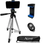 Acuvar 50" inch Aluminum Camera Tripod with Universal Smartphone Mount and for