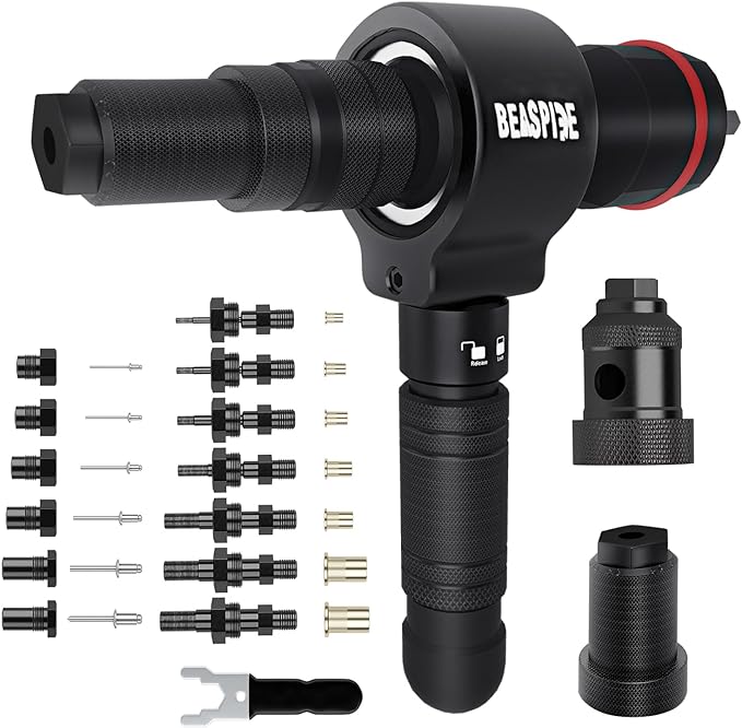 Beaspire Cordless Drill Electric Rivet Gun Adapter 2-in-1 Nut Kit with 7 Metric ...