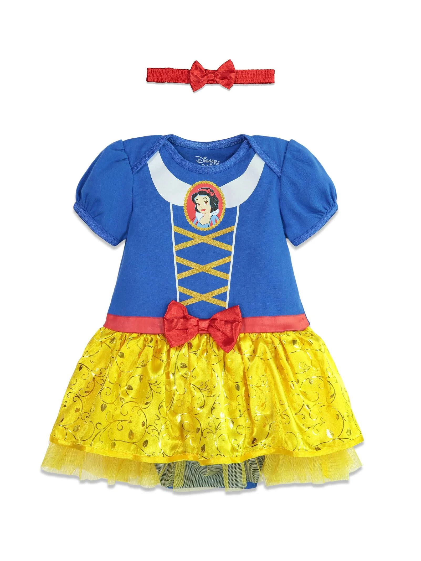 Disney Princess Snow White Newborn Baby Girls Cosplay Dress and Headband 0-6 Months