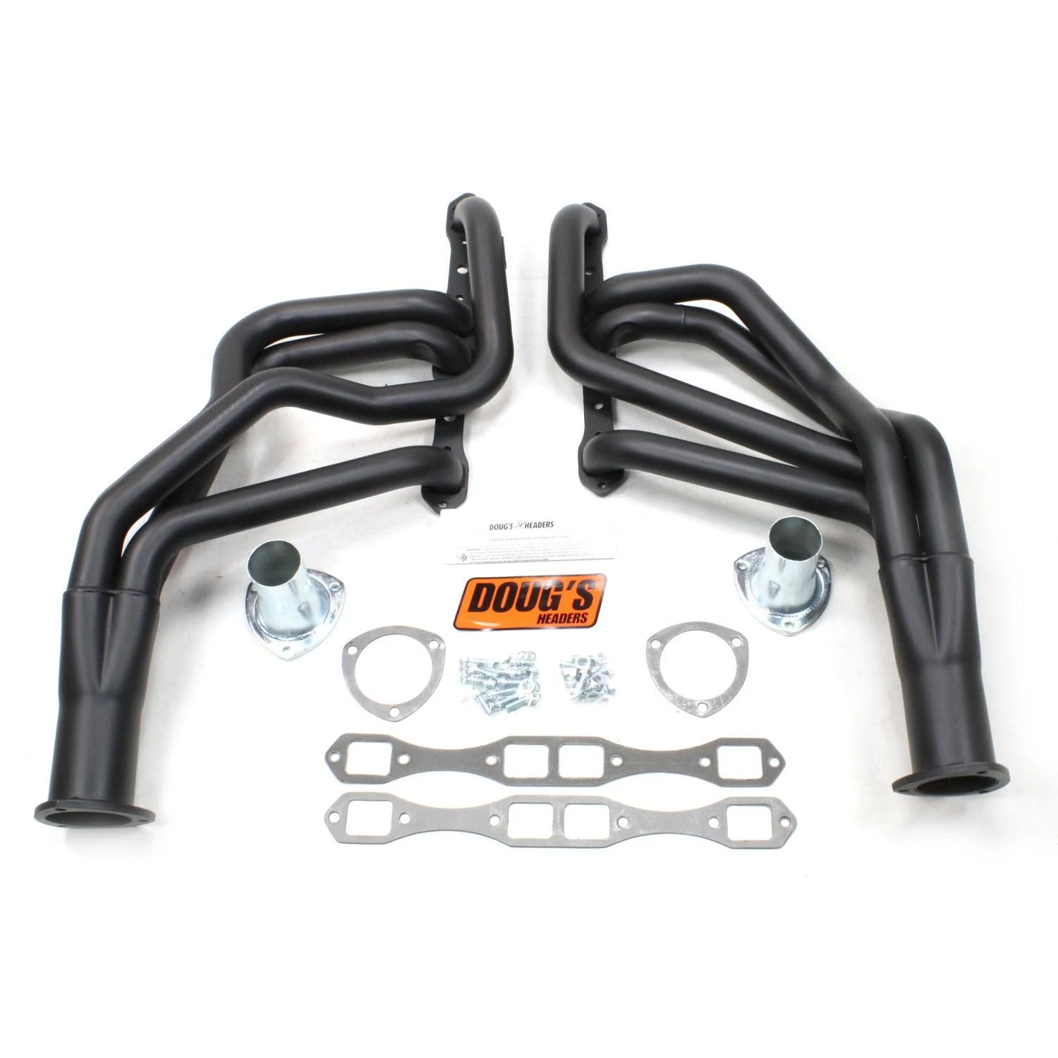 Doug&#039;s Headers® D452-B - 4-Tube Steel Hi-Temp Black Coated Long Tube Exhaust Headers