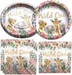 Fenghu Girl Wild One Birthday Party Supplies, 20 Plates and 20 Napkin, Wild One Theme Birthday Party Decoration for Girl