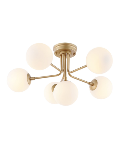 Olivier Parisian 24" 6-Light Globe Modern Industrial Iron Bistro LED Semi Flush Mount, Gold