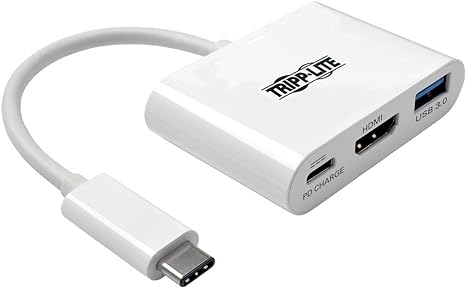 Tripp Lite USB C to HDMI Multiport Video Adapter Converter 4K x 2Kw/ USB-A Hub, & USB-C PD Charging, Thunderbolt 3 Compatible, USB Type C, USB-C, USB Type-C (U444-06N-H4U-C)