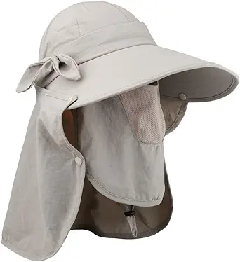 Women's UPF+50 Sun Visor Detachable Flap Hat Foldable Wide Brimmed UV Protection Face Mask Hat