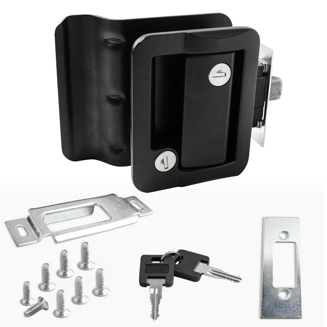 Leisure Locks New Black RV Entry Door Lock W / Deadbolt Camper Travel Trailer, Size: 6.5 x 4.5 x 3