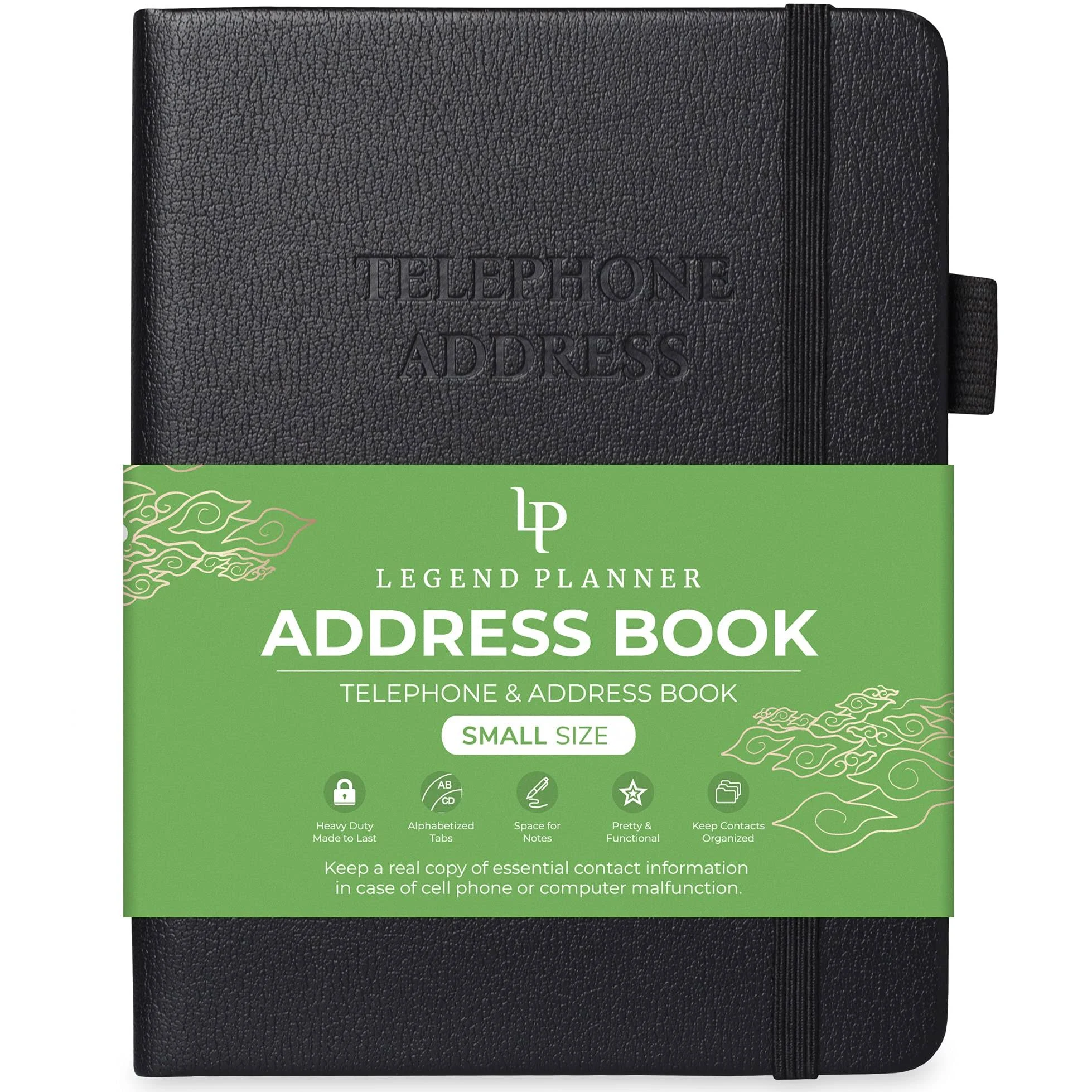 Legend Planner Address Book with Alphabetical Tabs – Mini Telephone Address Book ...