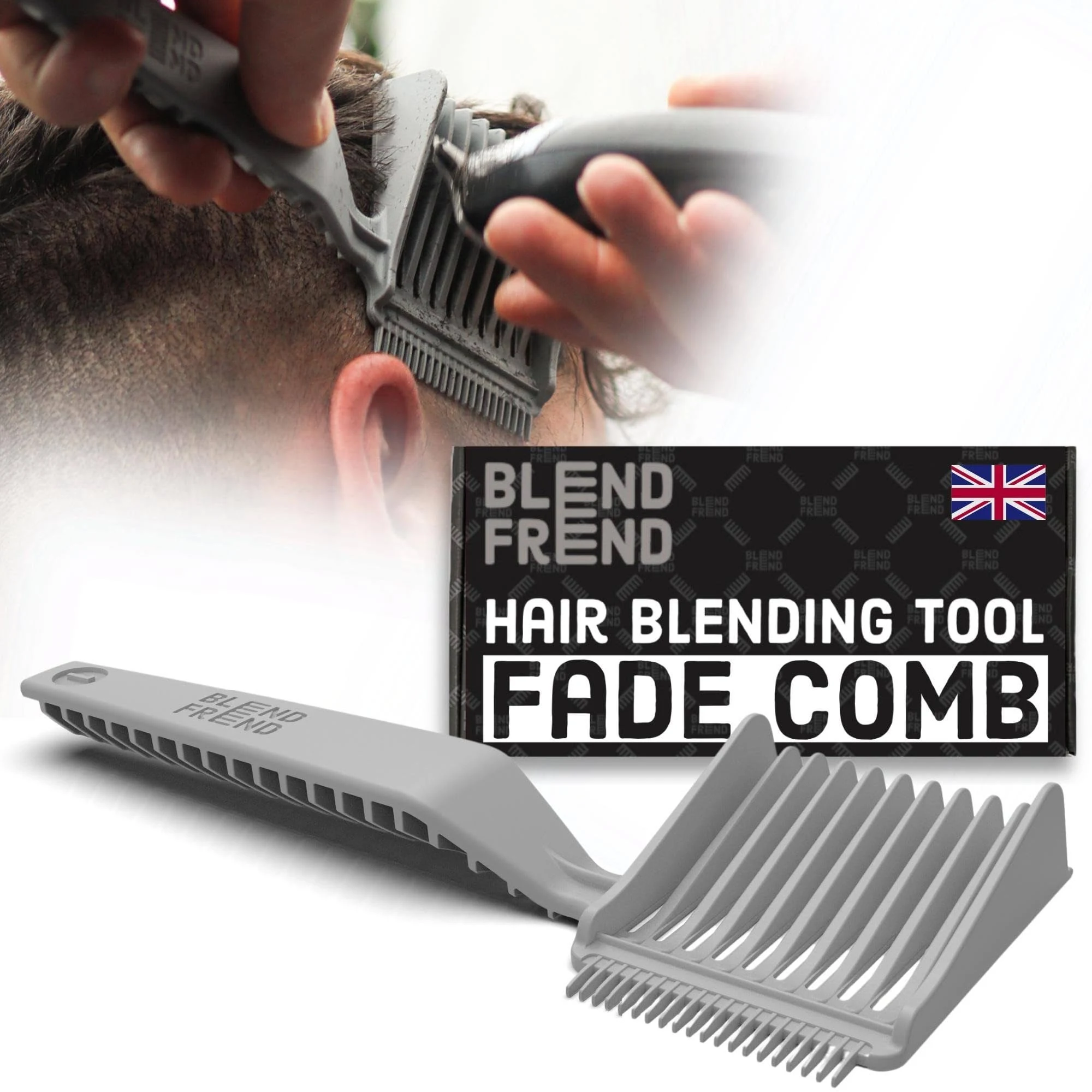 Blend Frend Original Grade 1(3mm) UK-Made Fade Comb Hair Blending Tool, Blend Hair at Home Like A Barbershop, Blending Comb, Compatible with All Hair