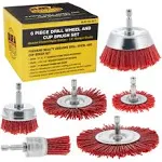 Dura-Gold 6 PC Abrasive Filament Nylon Bristle Drill Wheel and Cup Brush Set