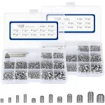 1000Pcs Metric + SAE Set Screw Assortment Kit, Internal Hex Drive Cup-Point Alle