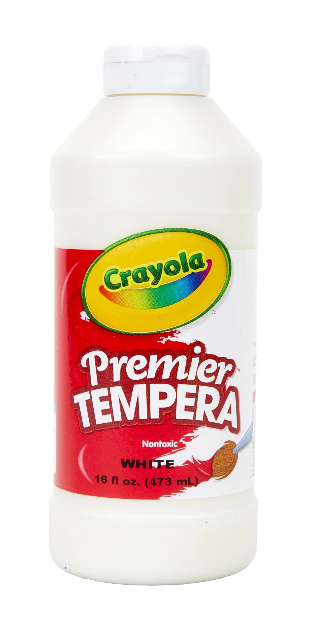 Crayola Premier Tempera Paint For Kids - White (16oz), Kids Classroom Supplies, Great For Arts & Crafts, Non Toxic, Easy Squeeze Bottle