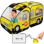 Kiddzery School Bus Pop-Up Kids Tent with Sound Play Button, Ball Pit for Toddler & Up - Easy Setup Tent for Indoor & Outdoor, Daycare Playground