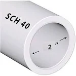 PVC Pipe SCH40 2 inch (2.0) White Custom Length 8ft