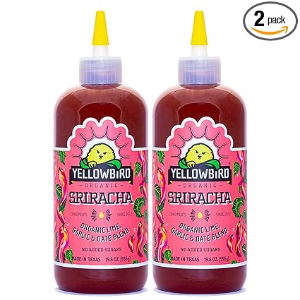 Yellowbird Organic Sriracha Hot Sauce 19.6 oz. Tabletop Size (Mellow Hot | 2 bottles)