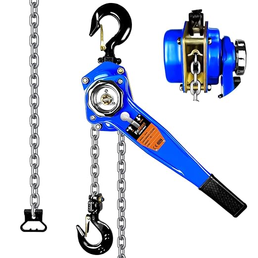 Lever Chain Hoist 3300lbs Capacity 10ft Manual Ratchet Chain Puller Hoist With 2