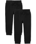 The Children's Place Baby and Toddler Boys Fleece Jogger Pants 2-Pack | Size 6-9 M | Black | Cotton/Polyester