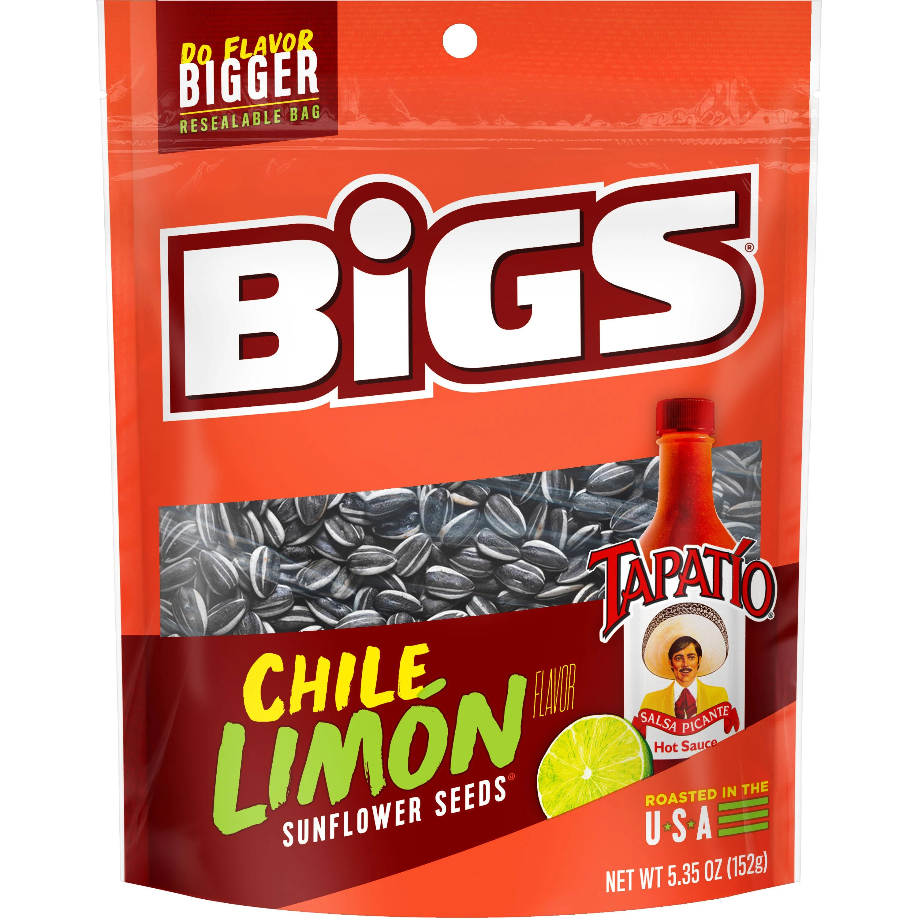 BIGS Tapatío Chile Limón Sunflower Seeds, 5.35-oz. Bag (Pack of 12)