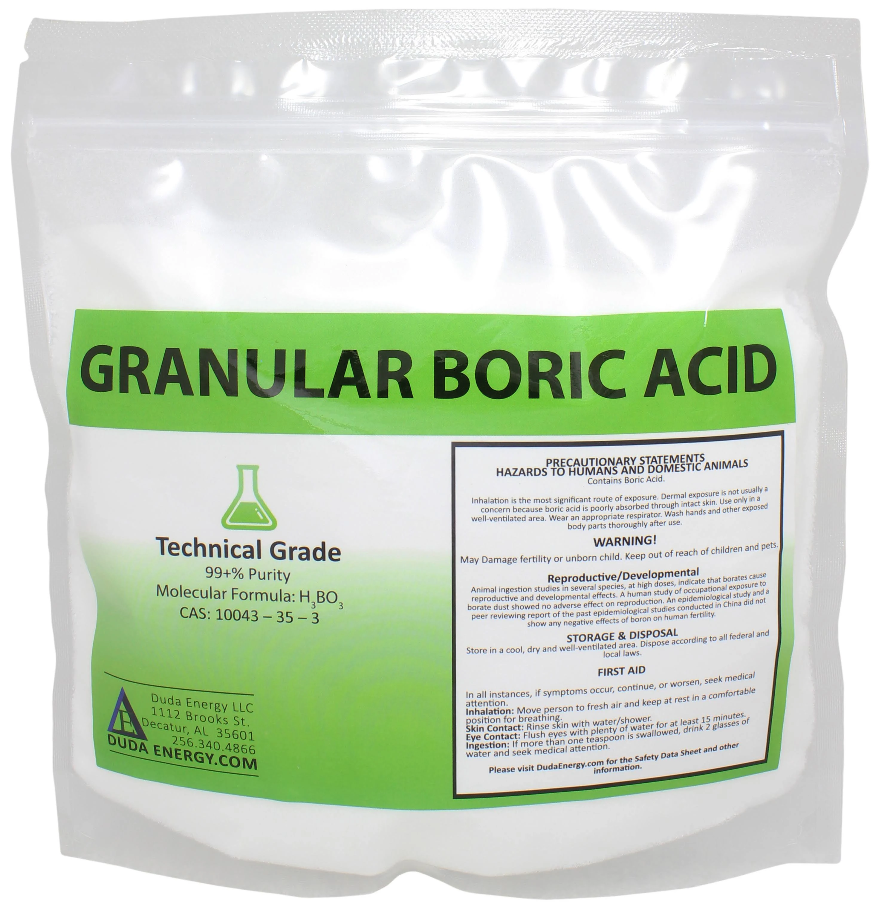 5 lb Granular Boric Acid H3BO3 99.9+% Pure Orthoboric Acid, Size: 5 lb Bag, Granular Crystals