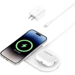 Belkin BoostCharge Pro 2-in-1 Magnetic Wireless Charging Pad with Qi2 (White)