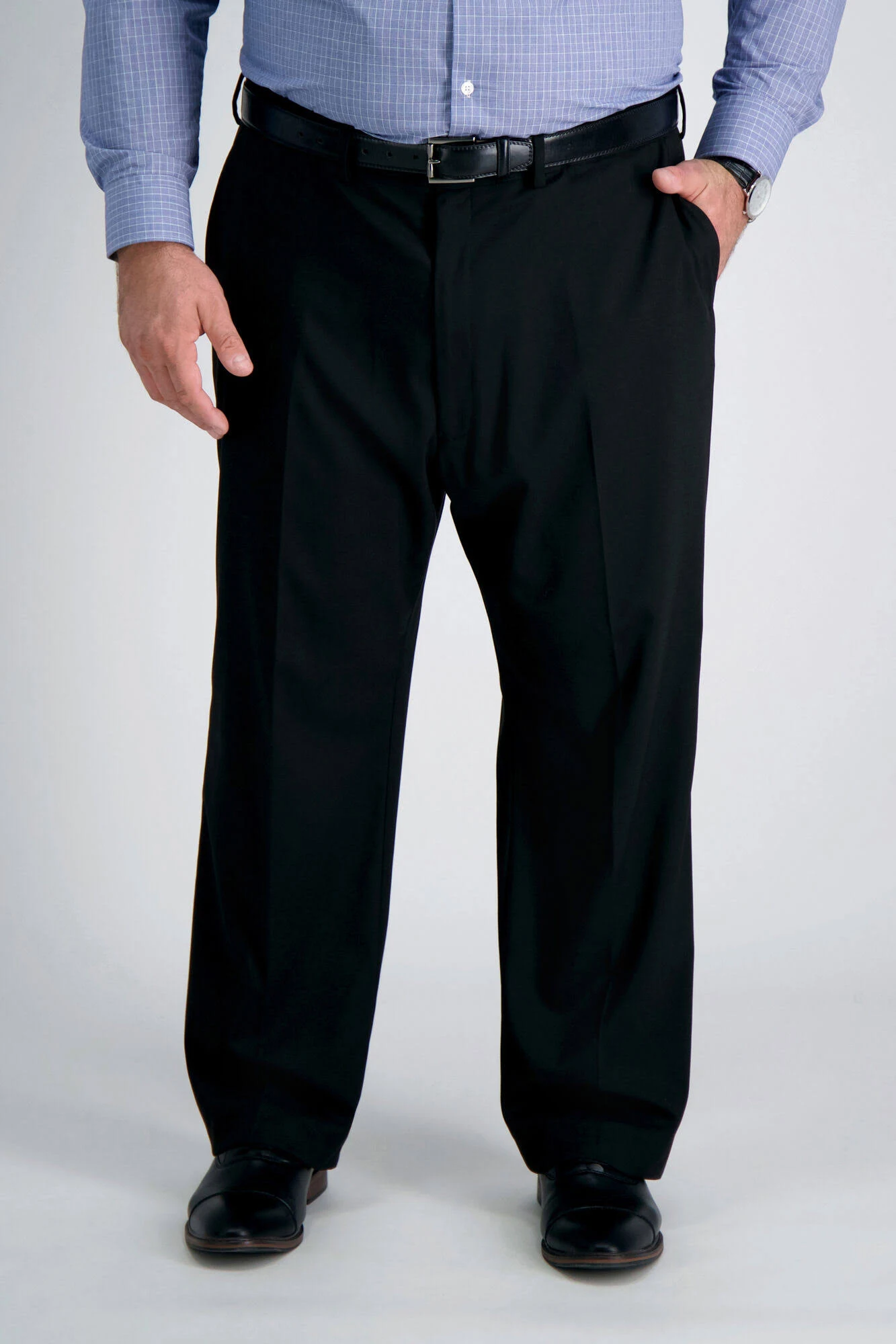 Haggar Black Big & Tall Stretch Sharkskin Classic Fit Flat Front Suit Pants