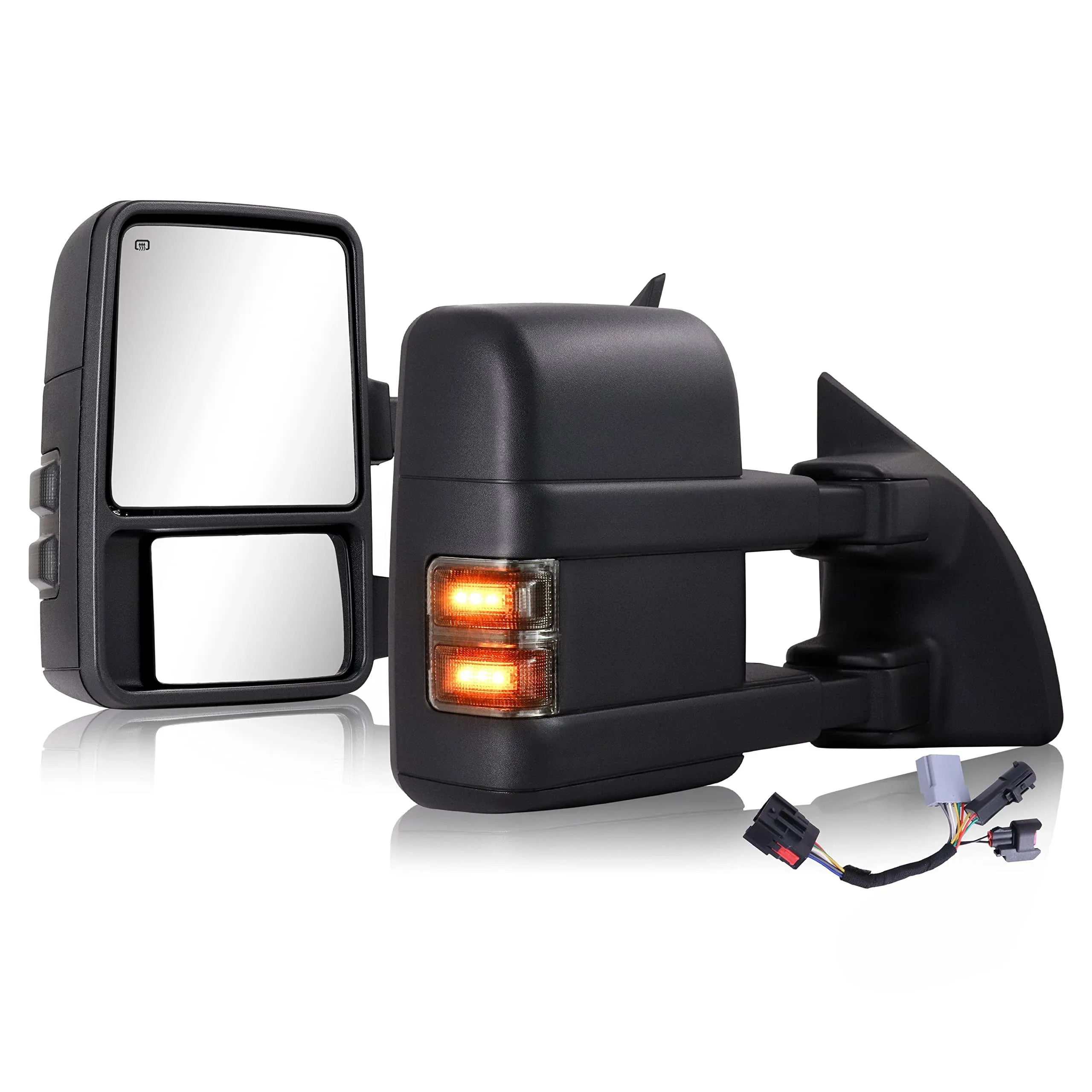 Sanooer Towing Mirrors Compatible with 1999-2016 Ford F250 F350 F450 F550 Super Duty Truck Side Tow Mirrors, Super Duty Mirrors, Power Heated Manual