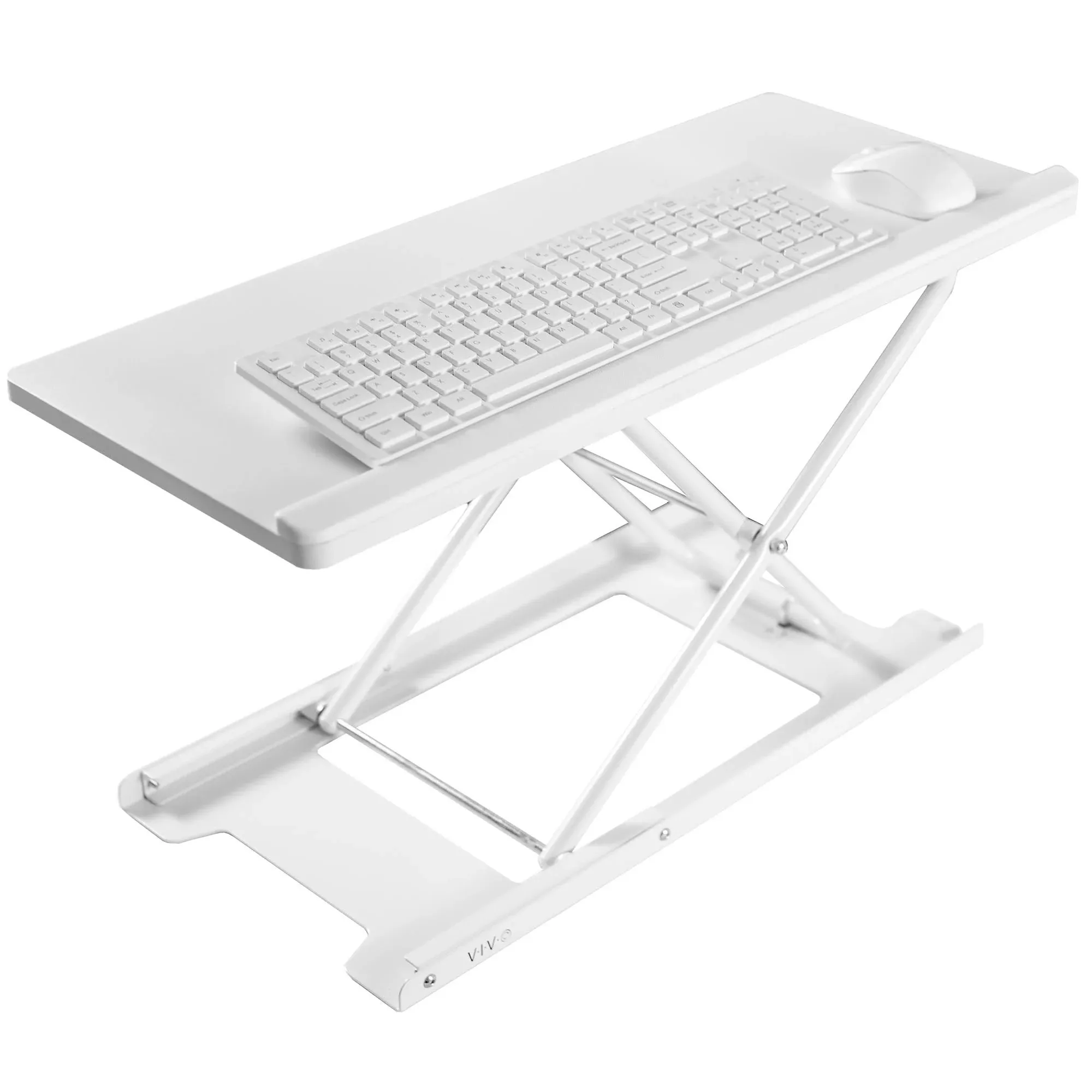 VIVO White Ergonomic Heavy-Duty Scissors Lift Keyboard and Mouse Riser 27" for Sit Stand Workstations (DESK-V000PW)