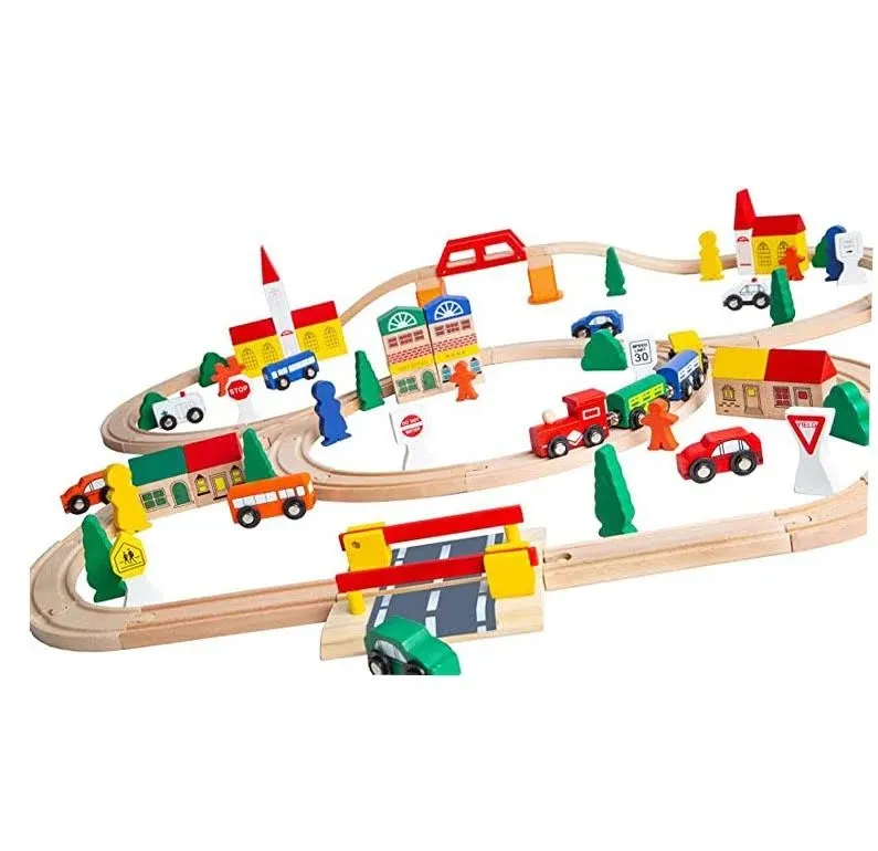 100 Piece Triple Loop Wooden Train Set Track Generic Fits Thomas Brio