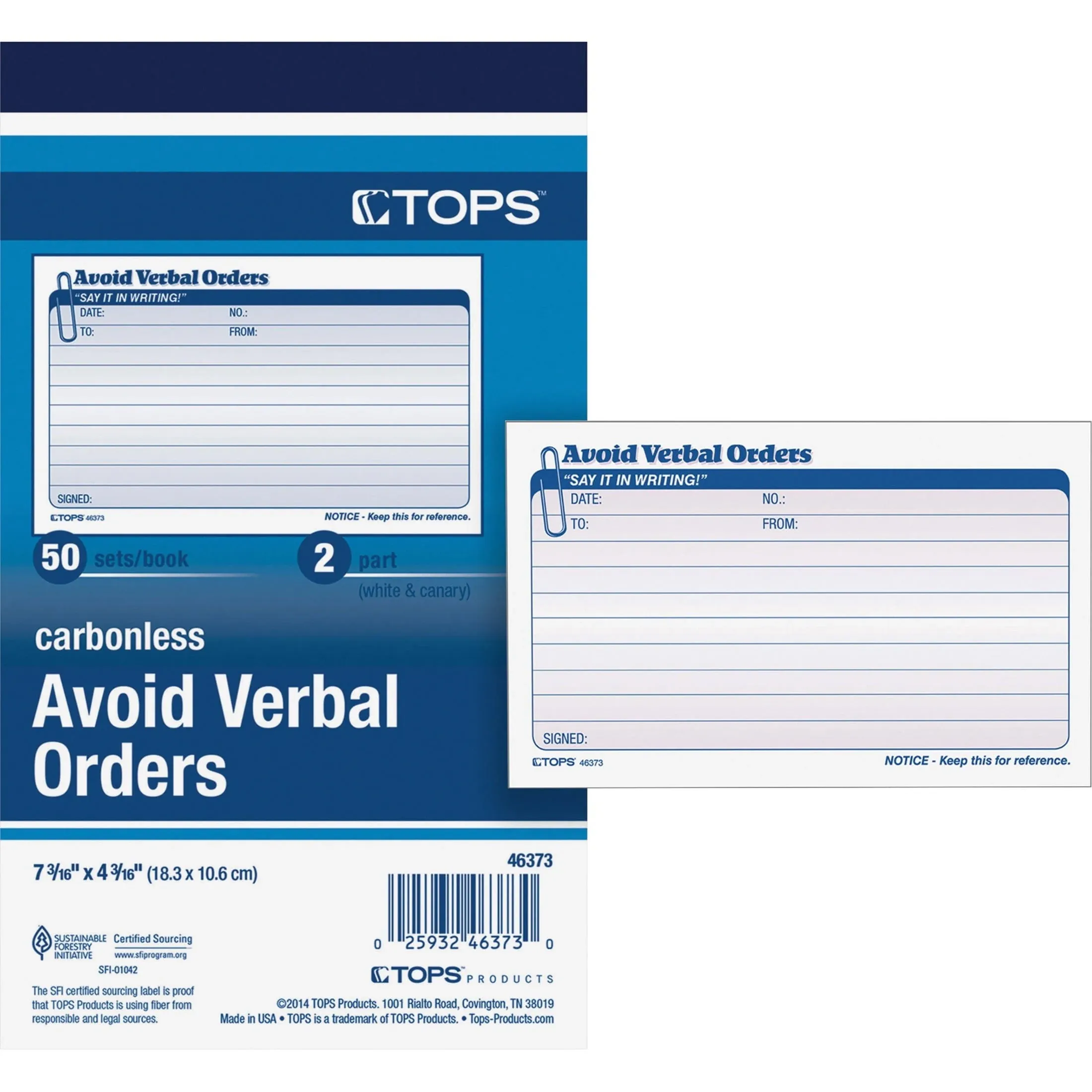 Tops Avoid Verbal Orders Book