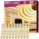 EMITEVER COB LED Strip Lights Warm White, 3000K 16.4FT 2560LEDs, White 