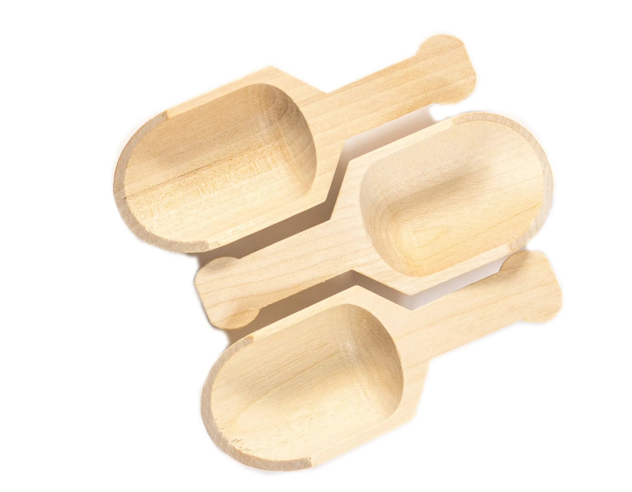 PW Scoop 4-10 Mini Wooden Scoops, 0.25" Height, 0.25" Width, 4" Length (Pack of 10), Small,Beige