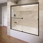 Arizona Shower Door Lite-Euro recessed Anodized Oil-Rubbed Bronze 56-in to 60-in x 57.375-in Semi-frameless Bypass Sliding Bathtub Door