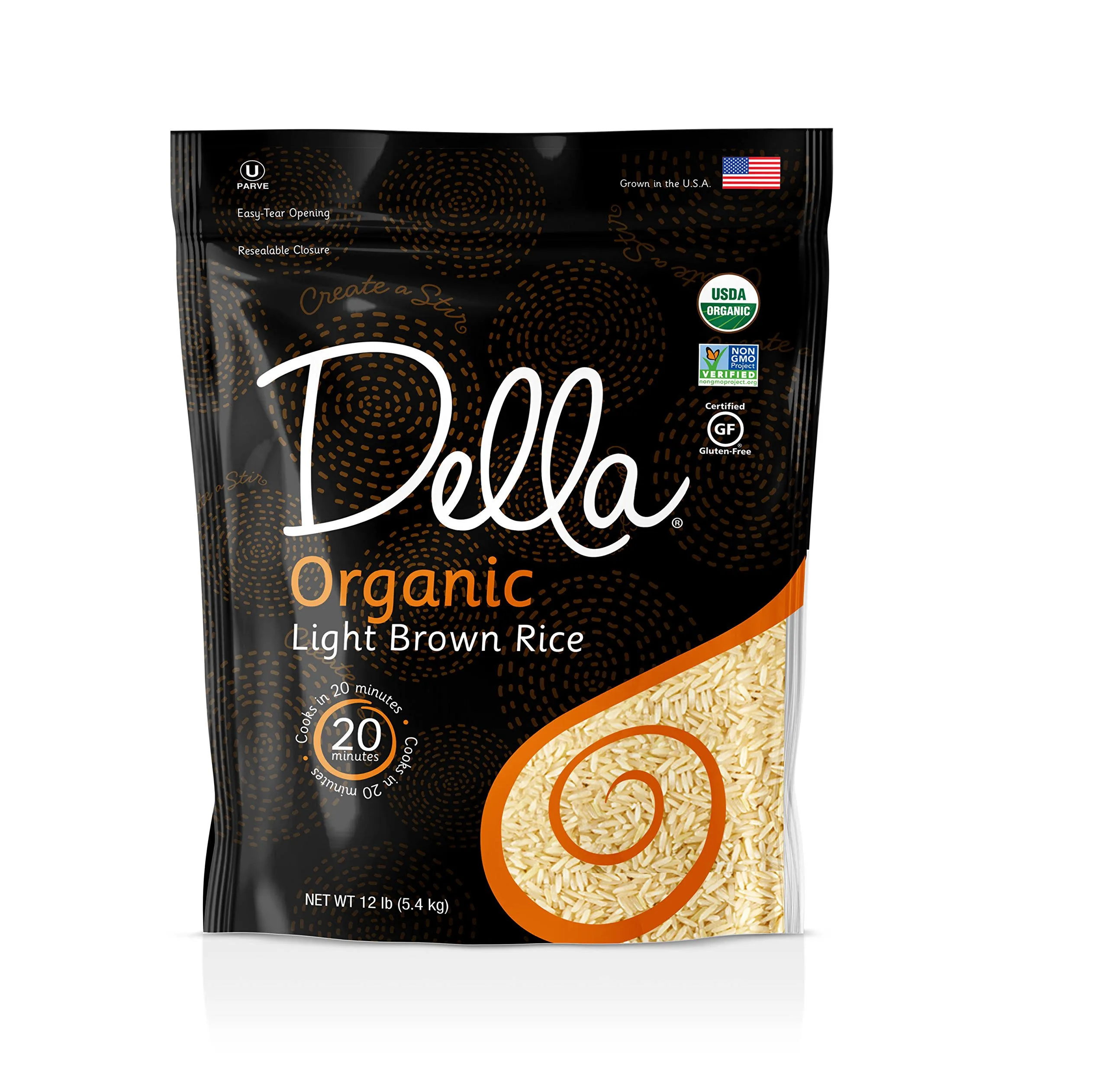 Della Quick-Cooking Organic Long Grain Brown Rice - 12 lb bag