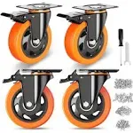 YUPEZOP 4 inch Caster Wheels, Casters Set of 4, Heavy Duty Casters with Brake 2200 lbs, Locking Industrial Swivel Top Plate Casters Whee