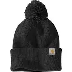 Carthartt Beanie Black Toboggan Knit  Cuffed Pom Pom New with Tags OS