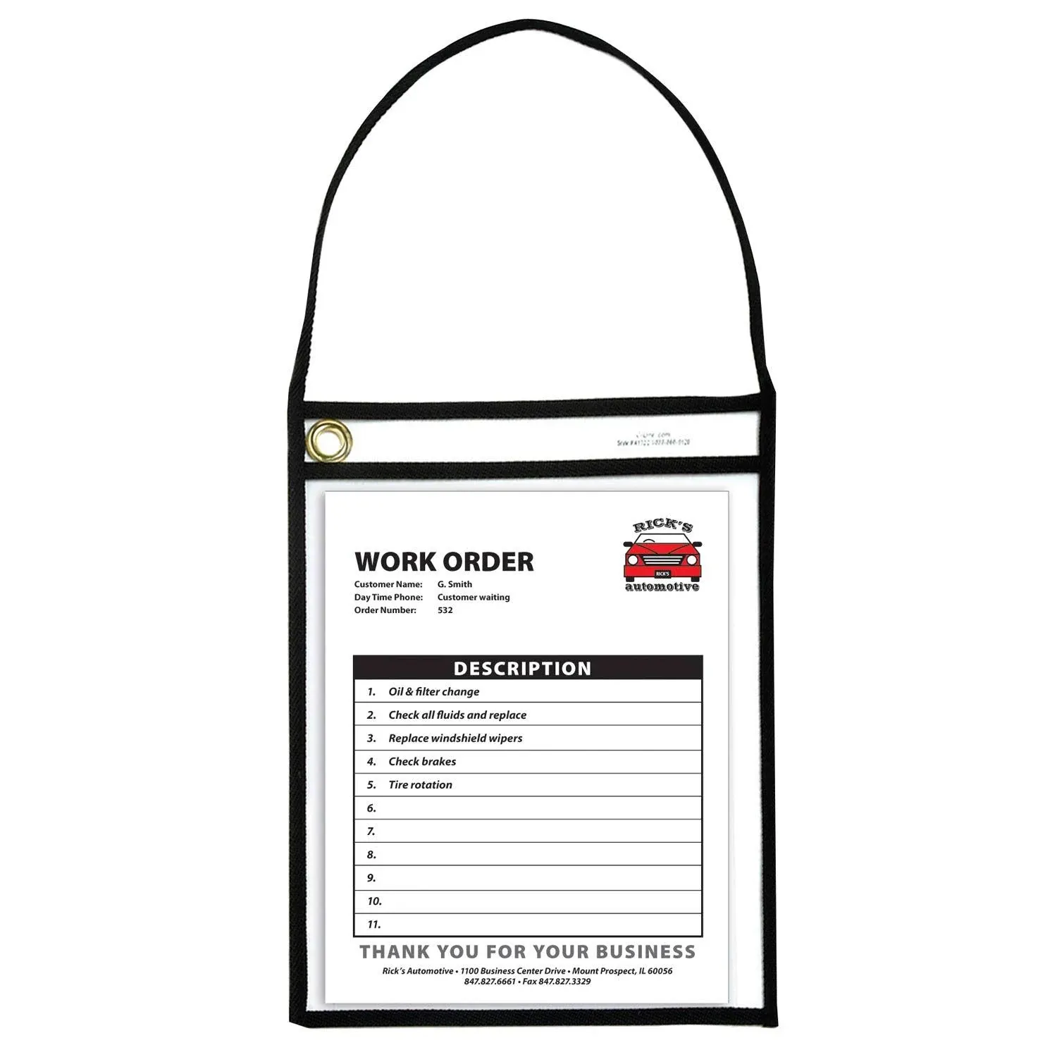 C-Line 1-Pocket Shop Ticket Holder w/Strap, Black Stitching, 75-Sheet, 9 x 12, 15/Box