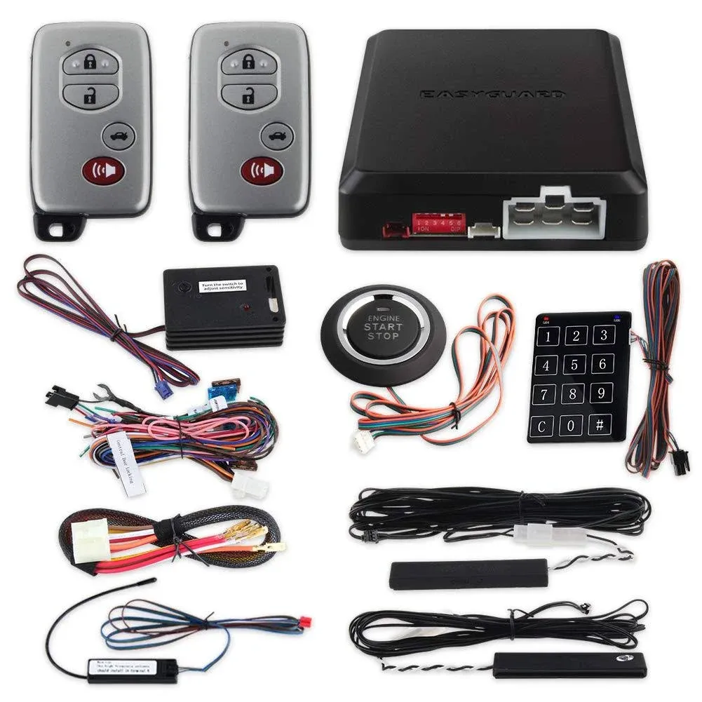 Easyguard ec002-T-NS Rolling Code PKE Car Alarm System with Passive Keyless Entry ...