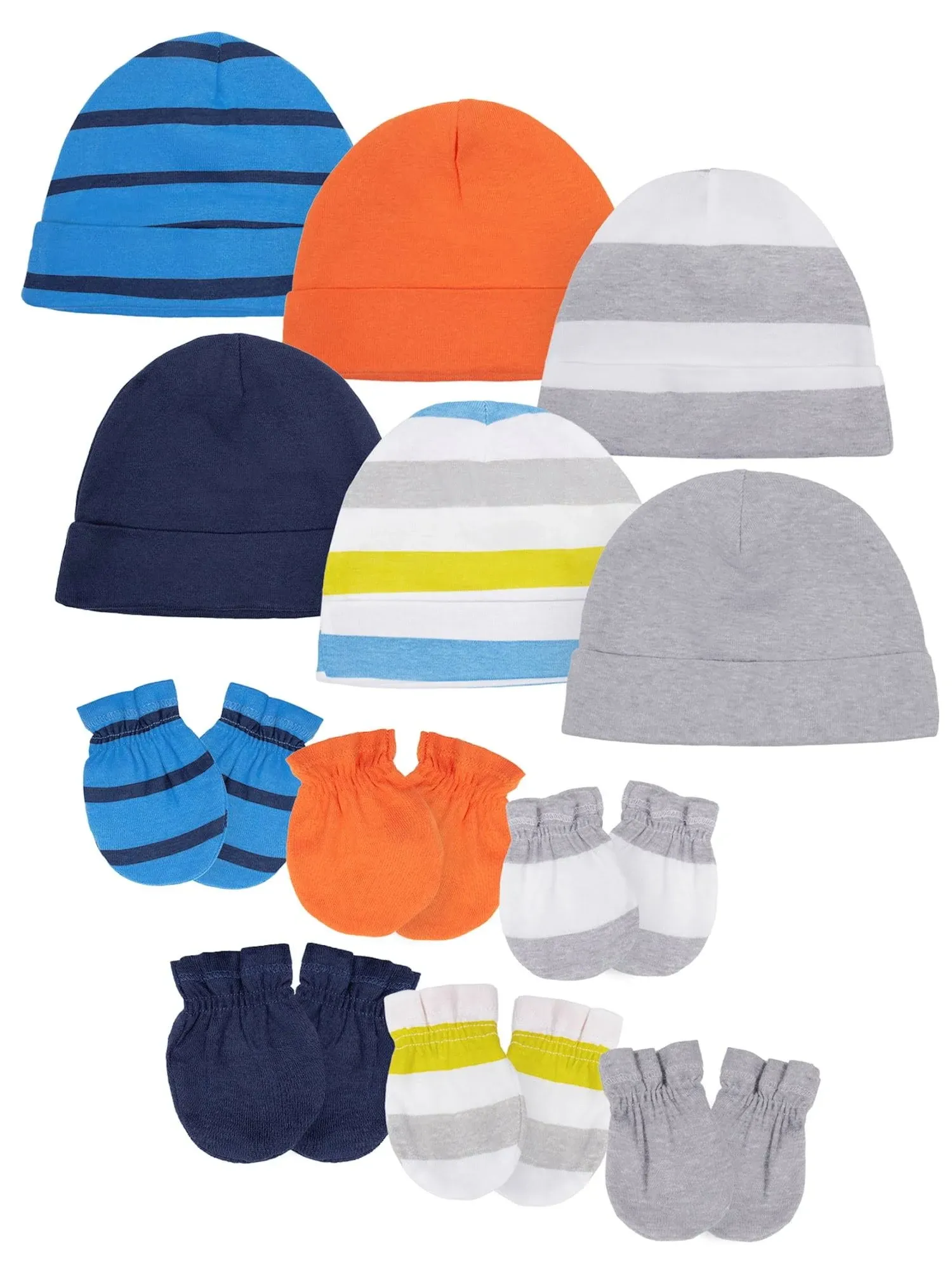 Onesies Brand Baby Boy Caps and Mittens Accessories Set, 12-Pack