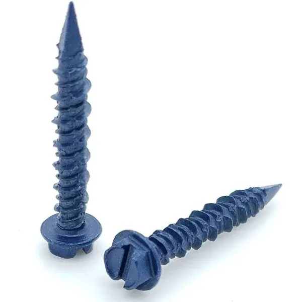 100 Qty 3/16" x 1-1/4" Hex Head Diamond Tip Concrete Screws to Anchor Masonry