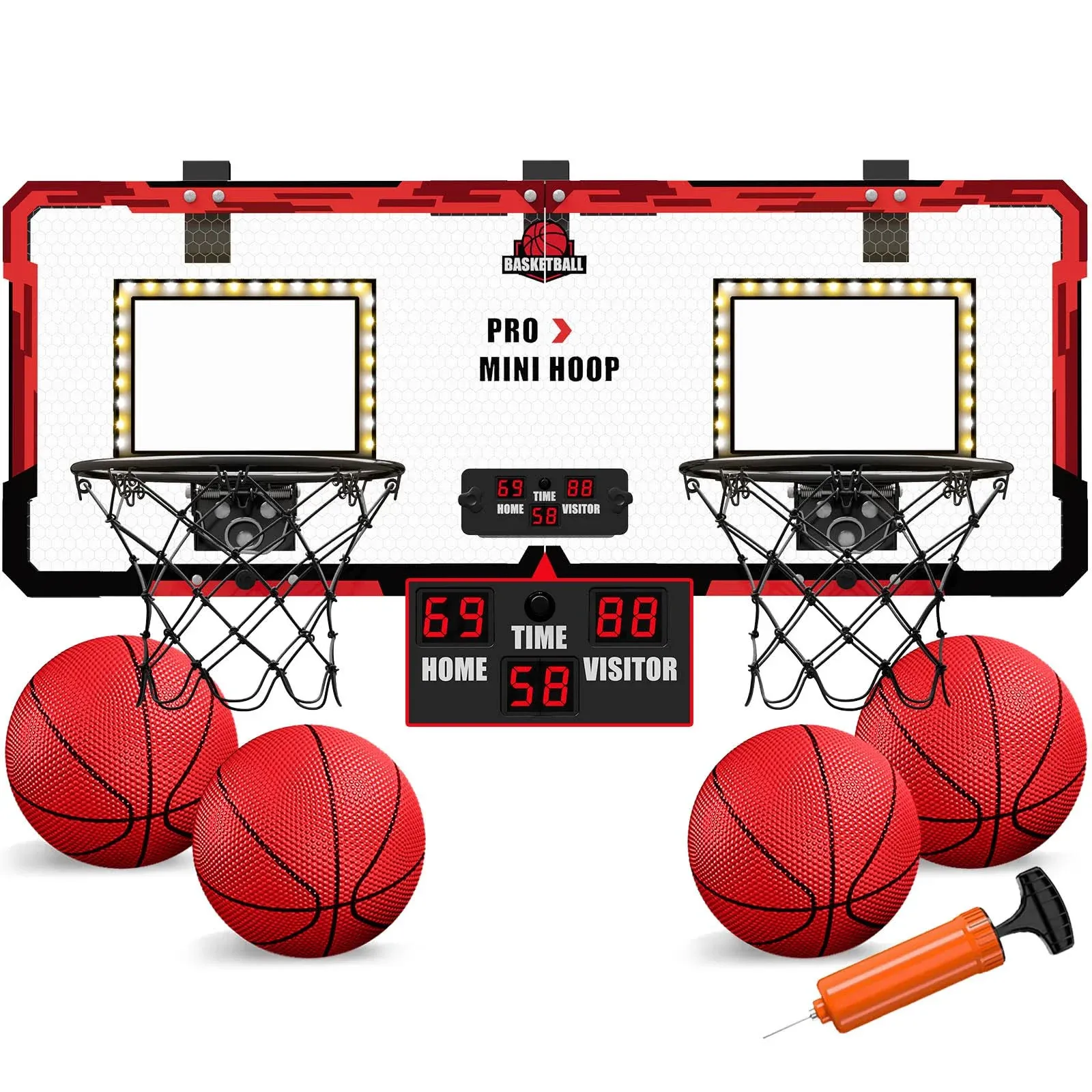 2 Player Basketball Game, Dual Shot Over The Door Mini Basketball Hoop Indoor...