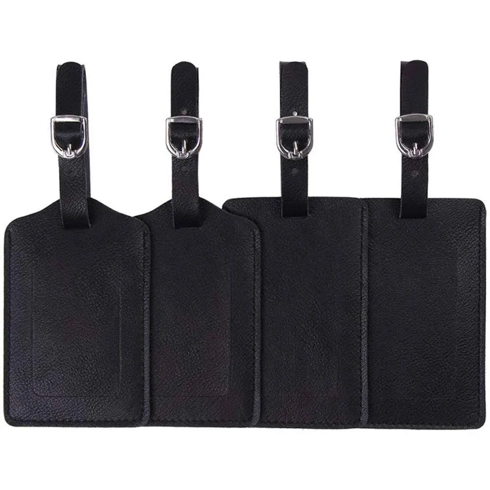 Leather Luggage Tags 4 Pack Bag Suitcase Labels