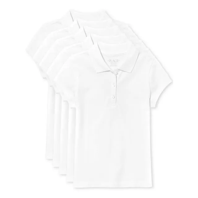 The Children's Place Girls Uniform Short Sleeve Pique Polo, 5-Pack, Sizes XS-XXL