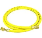 Refrigeration Hose - 60" (150cm) - Working Pressure: 800 PSI -1/4" Female Flare Brass Knurled Fittings with PTFE Gasket Seats - 45° Angle Connector.