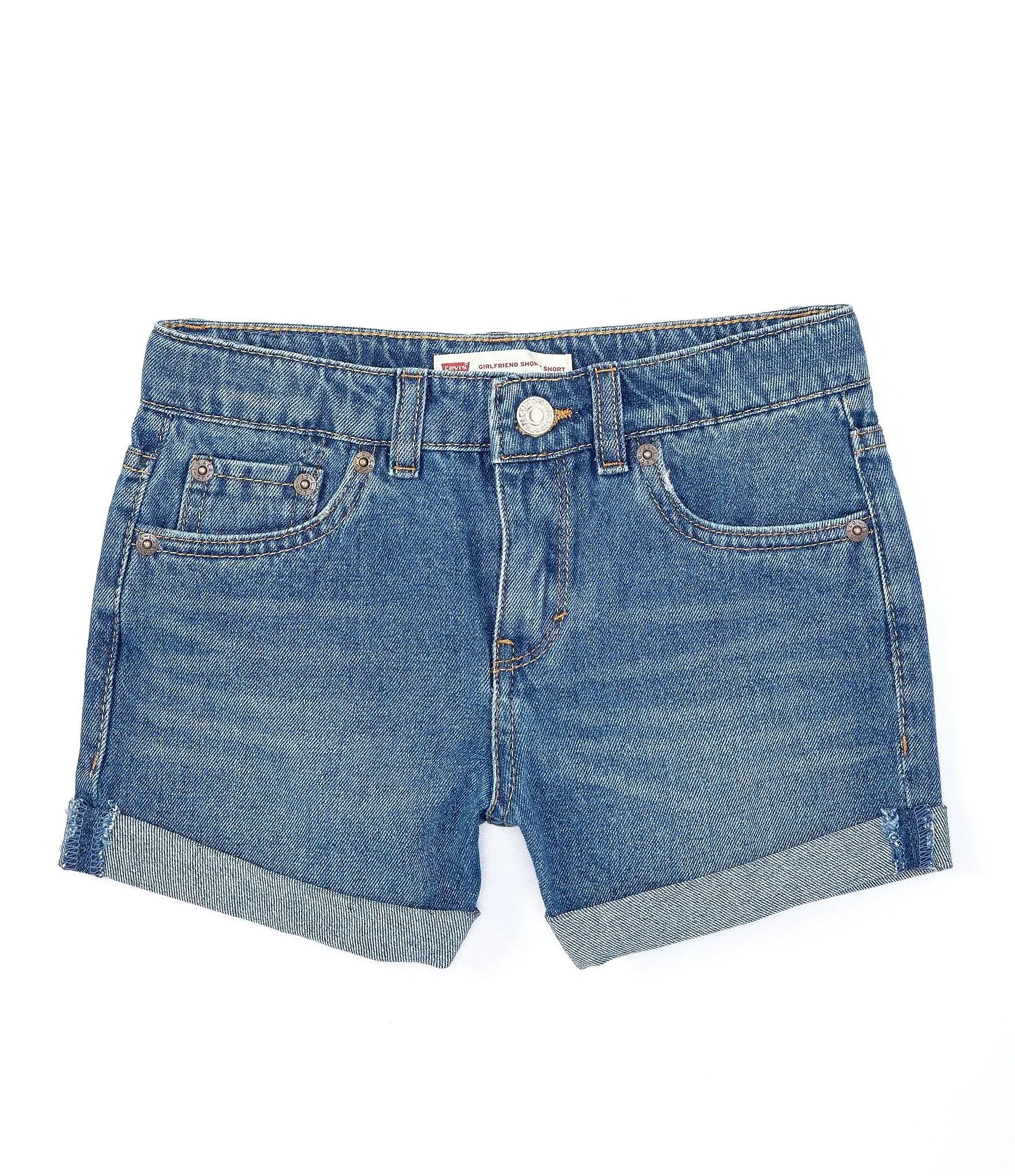 Levi&#039;s Women blue Jean Denim Girlfriend Shorty shorts Size 16 Adjustable waist