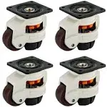 4 Pack Retractable Leveling Machine Casters w/ Nylon Wheel &amp; Rubber Foot 2200lbs