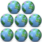 Pangda 8 Pack Inflatable Globe PVC World Globe Inflatable Earth Beach Ball for ...